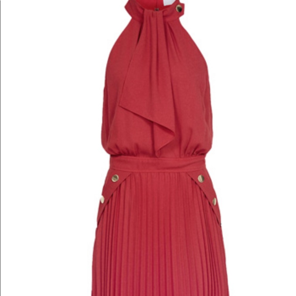 NWT REISS Nina Halterneck Pleated Midi Dress, Size 10 - Picture 2 of 6